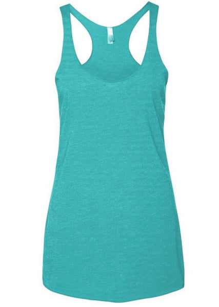 Women's Triblend Racerback Tank with White Logo