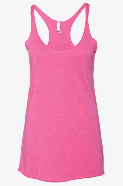 Women's Triblend Racerback Tank with White Logo